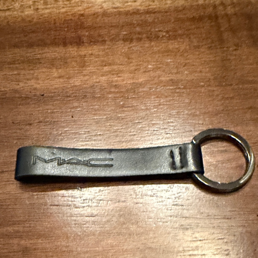 Rare MAC Cosmetics Black Leather Key Chain